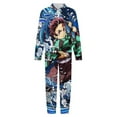 thumbnail image 4 of Demon Slayer Kids Hooded Jumpsuit Union Suit Onesie One Piece Blanket for Boys Girls, 4 of 7