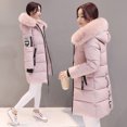 thumbnail image 2 of Chaqueta de algodón para mujer, talla mediana a larga, chaqueta de algodón para mujer de talla grande con cuello de piel grande y chaqueta de abrigo de algodón grueso, 2 of 6