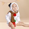 thumbnail image 3 of XFHLMJFF Christmas Snowman Romper for Bodysuits Baby Onesie Boys Girls Long Sleeve Zipper Hooded Coveralls Pajama Xmas With Striped Scarf 2Pcs Size 0-6 Months, 3 of 9
