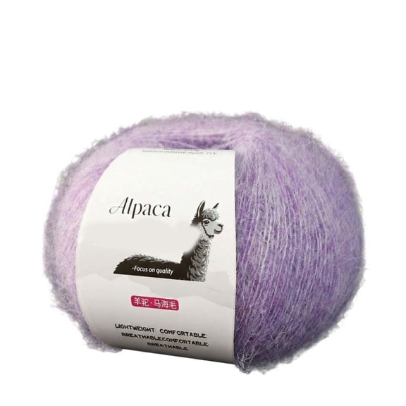 Mohair YarnforKnitting, Hand Knitting Yarn, Alpaca Yarn, Fuzzy Yarn, Soft Yarn, Crochet Yarn, Yarn, Knitting, Craft, Handmade, Crochet, Knitting & Crochet Supplies, Lilac Hue,