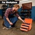 thumbnail image 5 of WORKPRO Mini Metal Tool Box with 2 Drawers and Top Storage, Small Tool Chest with PVC Liners and PP Feet Pads, Cold Rolled Steel Toolbox with Magnetic Tab, Yellow, 5 of 8