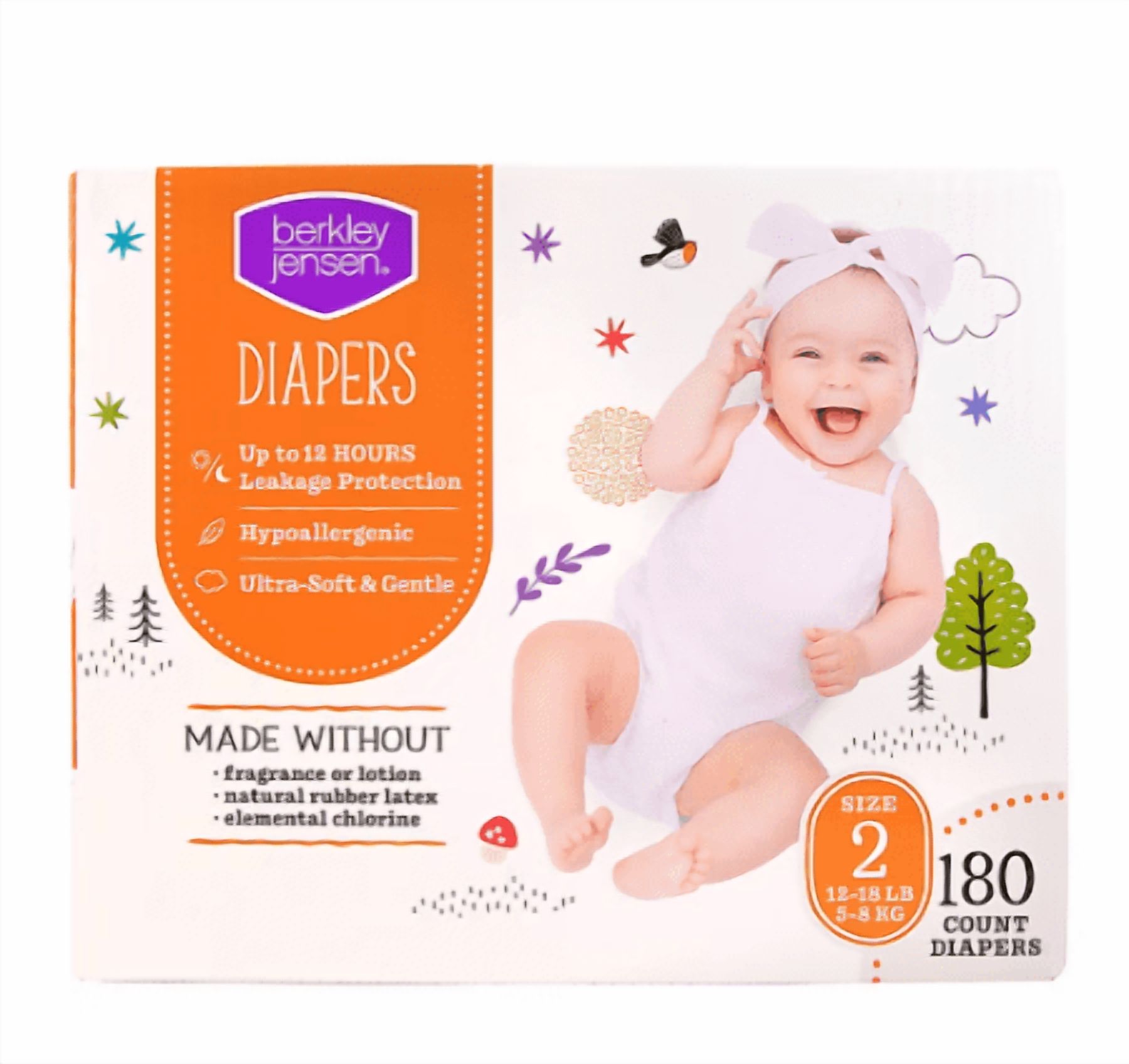 Berkley Jensen Diapers Size 2 (12-18 LB) 180 Count
