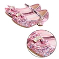 thumbnail image 2 of Zapatos de baile para niñas con tacón bajo y lentejuelas, con lazo (rosa, talla 30), 2 of 8
