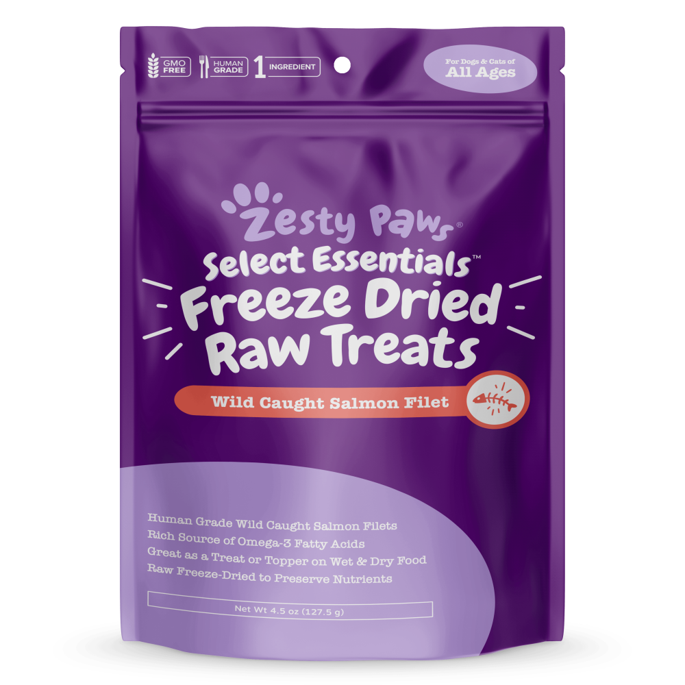 Zesty Paws Omega 3 Raw Freeze Dried Wild Caught Salmon Filet Treats for