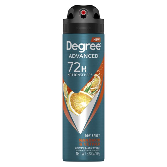 Degree Men Advanced 72H Antiperspirant Deodorant Dry Spray Mandarin & Vetiver, 3.8 oz