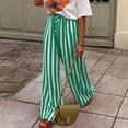 thumbnail image 4 of Stralyhd Palazzo Pants for Women Straight Leg 2026 Summer Striped Pants Casual Flowy Lounge Pants Drawstring Elastic Waist Trousers with Pockets Green XXL, 4 of 7
