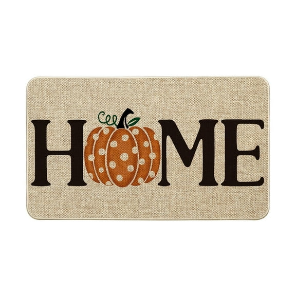Sm:)e Home Polka Dot Pumpkin Decorative Doormat 17 x 29, Fall Thanksgiving Low-Profile Switch Floor Mat for Indoor Outdoor