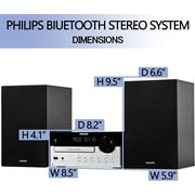 Philips 60W Compact Bluetooth Home Stereo System, Bookshelf-Style Sound System with Remote Control, FM Radio, 60W