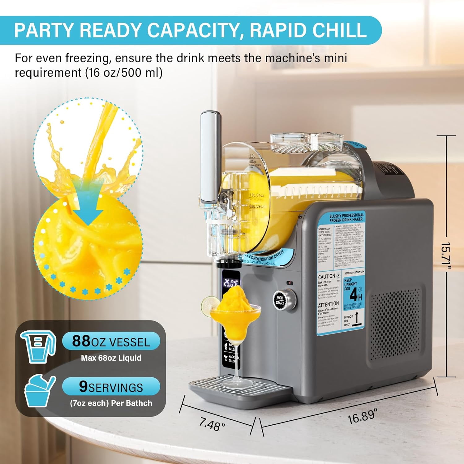 EAYSG Ice Cream & Slushie Machine | Frozen Drink Maker with 5 Presets | Auto-Clean, No Ice Needed | Quiet Operation with LED Display | for Milkshakes, Margaritas, Smoothies & More,Grey