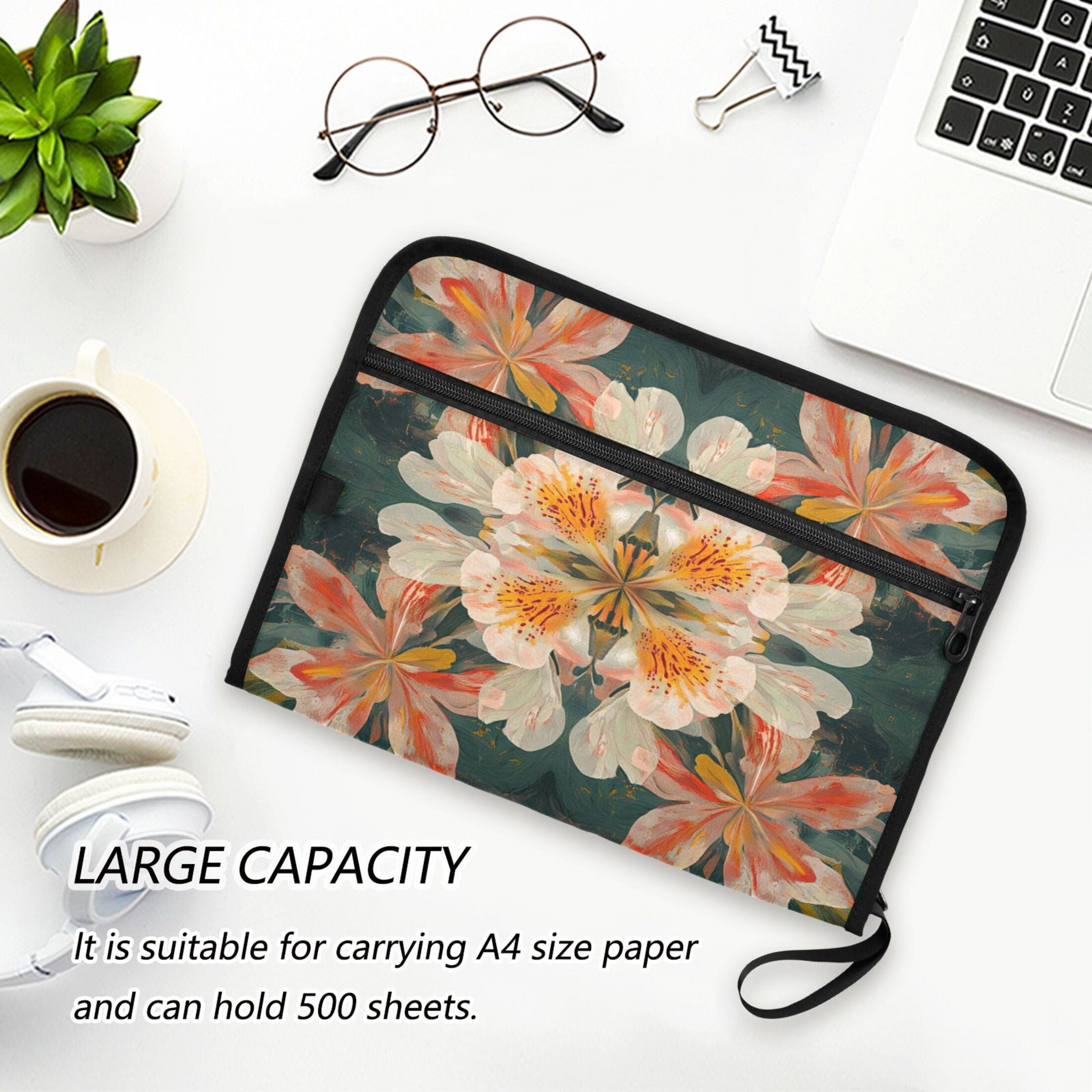 WOBOGO Vintage Floral Patterns Expanding File Folder Letter Size Accordion Filing Organizer 13 Pocket Separate Organ Pocket