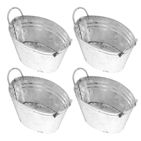 Set of 4 Tin Buckets Rustic Metal Containers for Party Favors, Home Decor, and Event Decoration