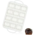 thumbnail image 5 of Silicone Brownie Pan With Dividers, 2 Pack Mini Loaf Pan for Baking Individual, Nonstick 12 Cups Square Muffin Cupcake Pans with Metal Reinforced Frame-Cream, 5 of 5