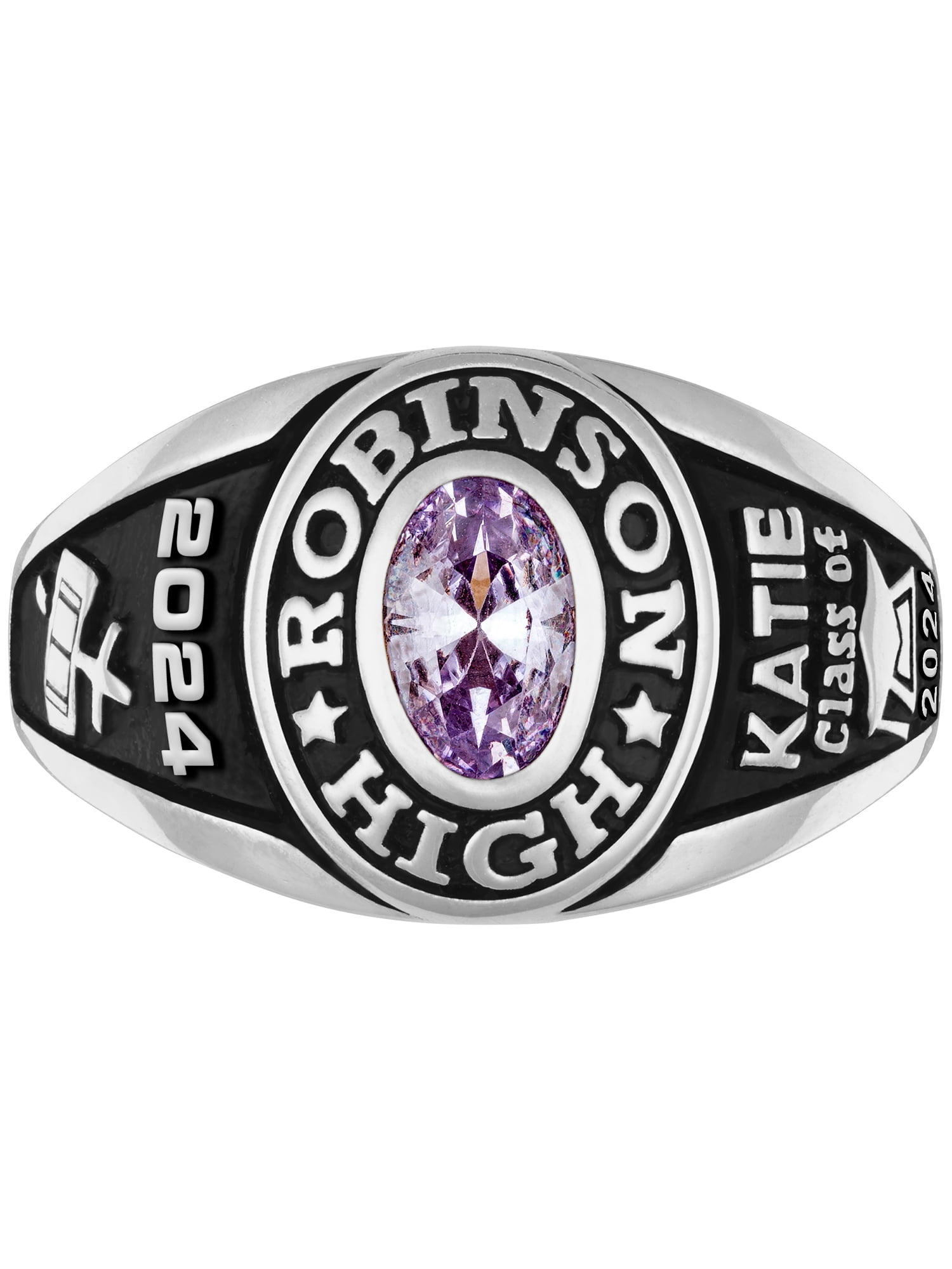 Order Now for 2025 Graduation, Freestyle 10K White Gold Women's Classic Petite Oval Birthstone Class Ring, Personalized, High School or College