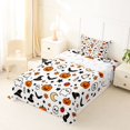 thumbnail image 5 of Manfei Halloween Ghost Print Twin Sheets,Pumpkin With Bat Spider Web Bedding,3pcs,1 Flat Sheet,1 Fitted Sheet and 1 Pillowcase, 5 of 6