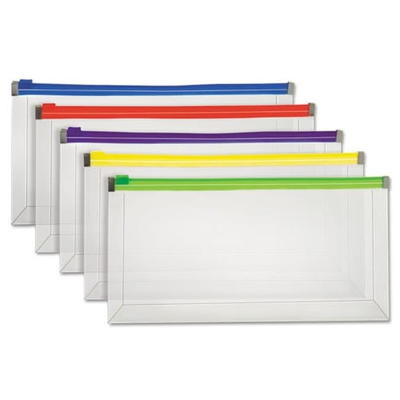 Pendaflex  Open Side Poly Zip Envelope - Check, Assorted