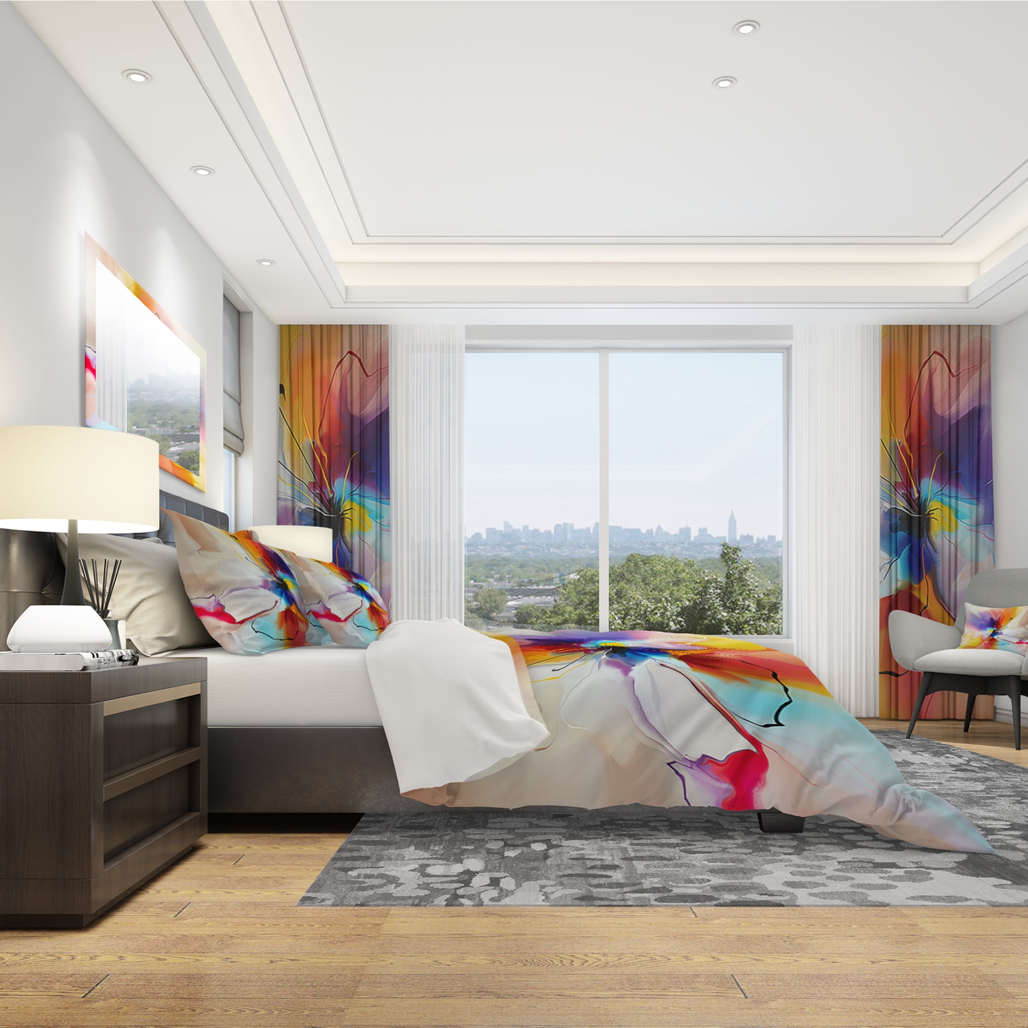 Designart 'Creative Flower in Multiple Colors' Modern & Contemporary Duvet Cover Set