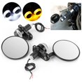 thumbnail image 3 of Rearview Mirrors Motorcycle Pair, 2pcs 7 8in Handlebar With LED Turn Signal Amber White Light Parts Accessory, 3 of 8