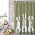 thumbnail image 5 of Easter Shower Curtain Easter Bunny Butt Shower Curtains for Bathroom Decor, Waterproof Polyester Shower Curtain Set with Hooks, Extra Long 72" x 96" Rabbit Sage Green, 5 of 9