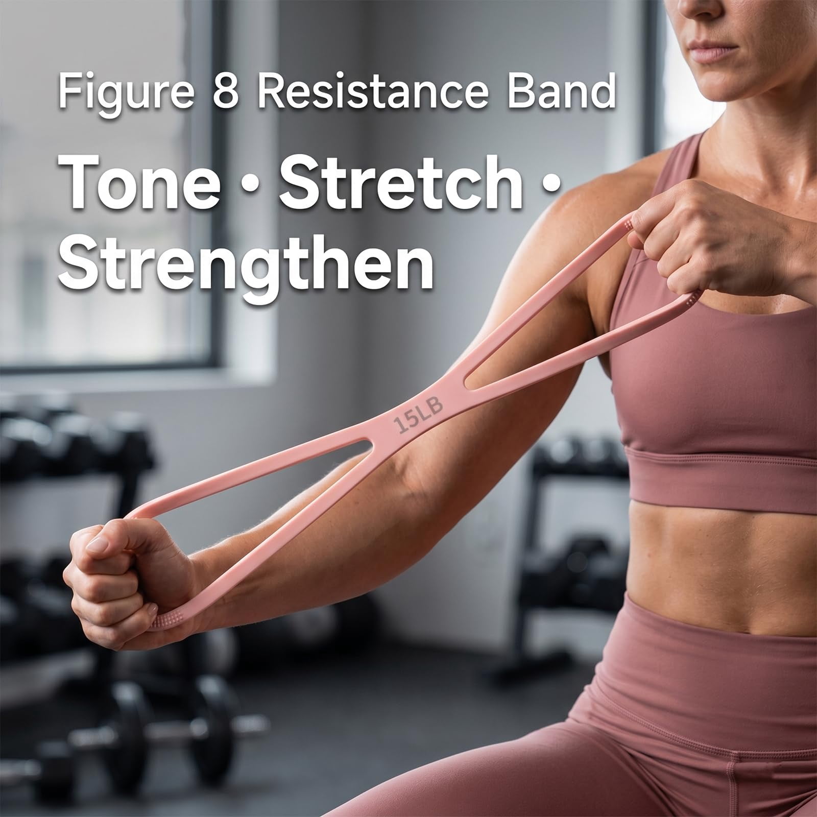 8-Shaped Silicone Resistance Band with Massage Grip, Elastic Durable Silicone Material,Keep Figure for Home Workout