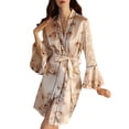thumbnail image 1 of Gibobby Lencería sexy para mujer, Día de San Valentín mujer Sexy manga larga longitud media Albornoz dama honor camisón Albornoz ropa dormir(Beige,G), 1 of 5
