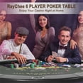 thumbnail image 3 of RayChee Round Poker Table Foldable, Folding Texas Holdem Table, 6 Players Portable Casino Card Game Table w/Water-Resistant Cushioned Rail and Stainless Steel Cup Holders (Black, 46 Inch), 3 of 7