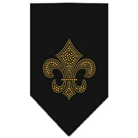 Blue Full Rhinestones Snap - Fleur De Lis Gold Rhinestone Bandana Black Large