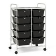 thumbnail image 1 of Gymax Chariot de Rangement Roulant à 10 Tiroirs pour Outils et Scrapbooking, Organisateur de Papier sur Roulettes, Noir, 1 of 10