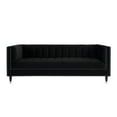 thumbnail image 4 of Nicole Miller Janie Velvet Sofa Channel Tufted Nailhead Trim Metal Leg Tip Contemporary, Black/Chrome, 4 of 9