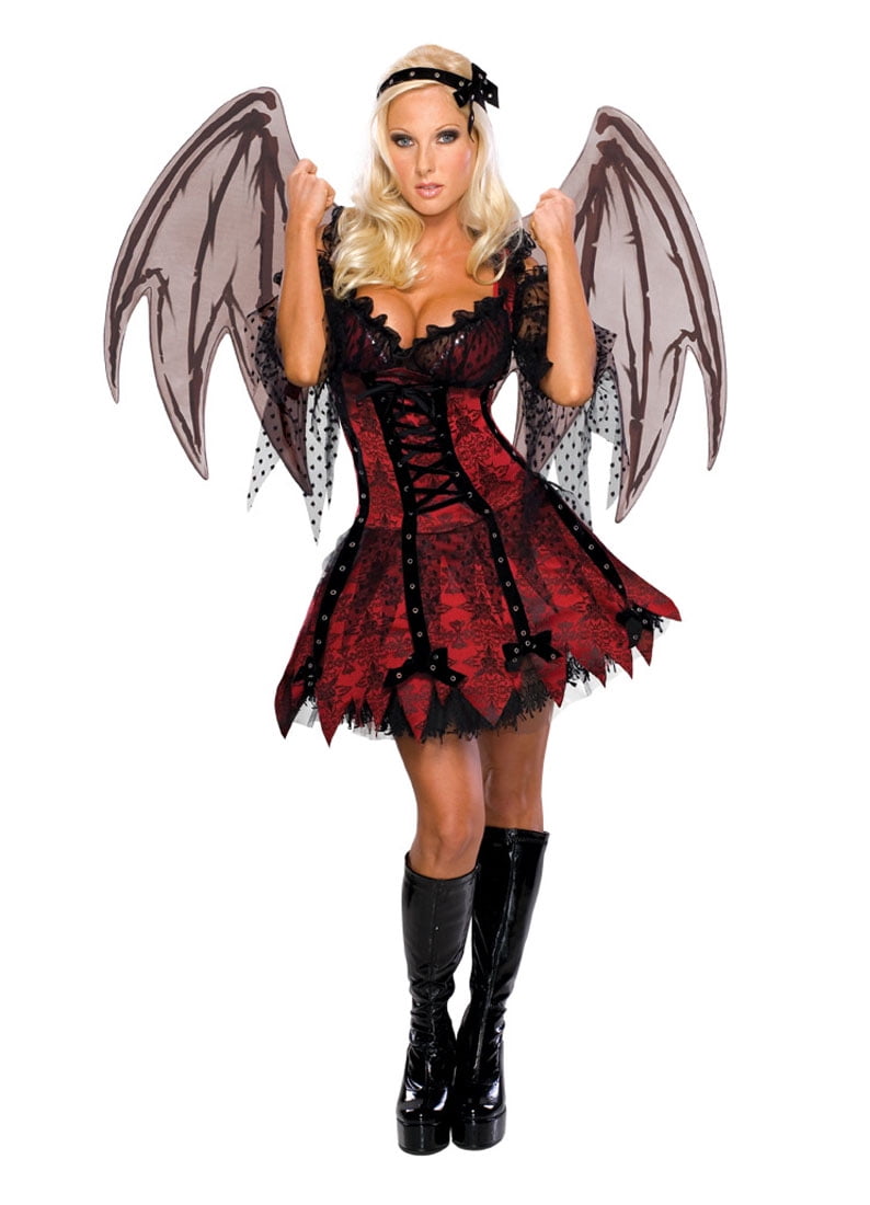 Adult Red Nymph Fairy Costume w/ Wings 