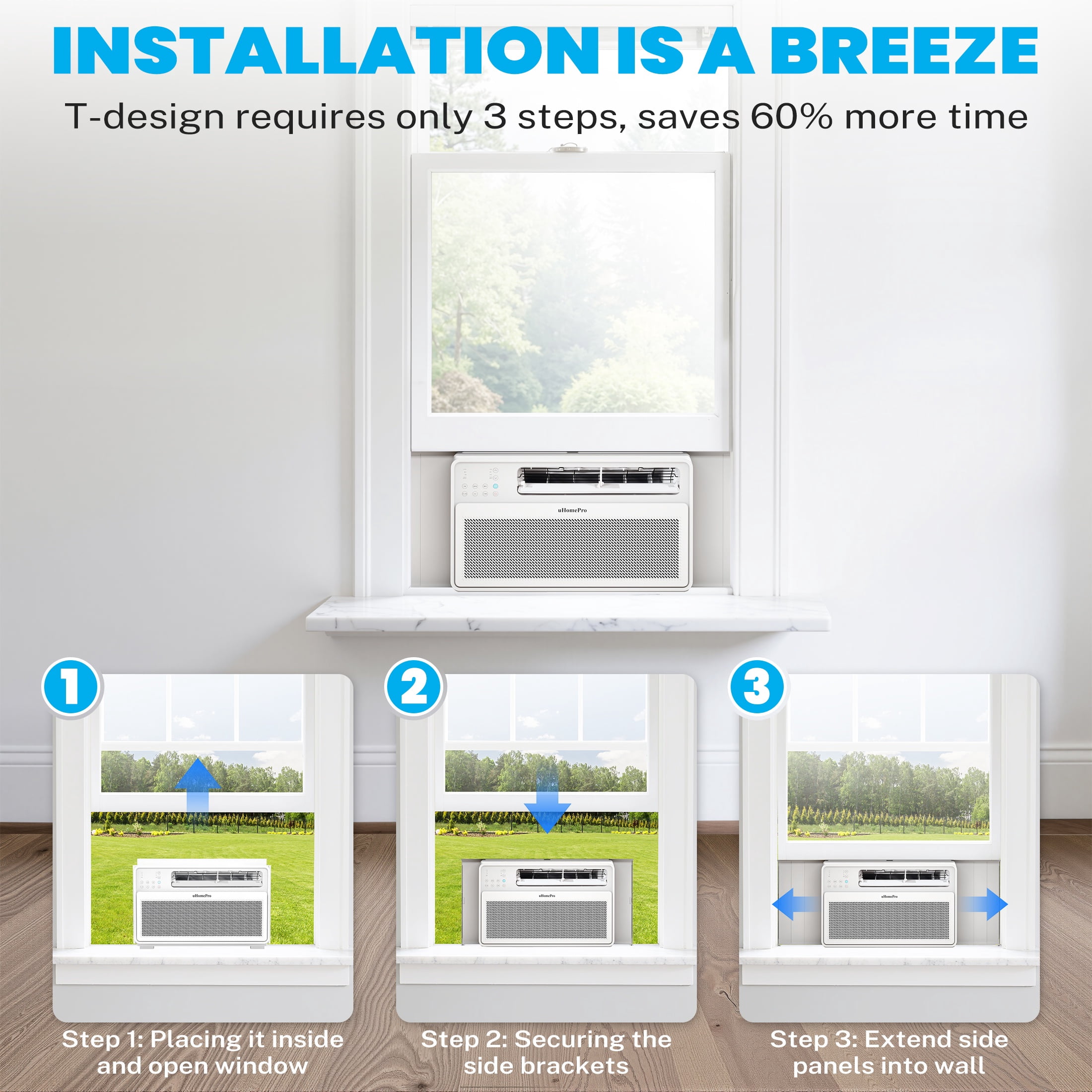 10000 BTU Window Air Conditioner with Wifi, Ultra Quiet Smart Inverter Window AC Units Cools up to 440 sq. ft, Up to 35% Energy Savings, Window Unit with Remote Control, 4 Modes(Auto, Cool, Dry, Fan)