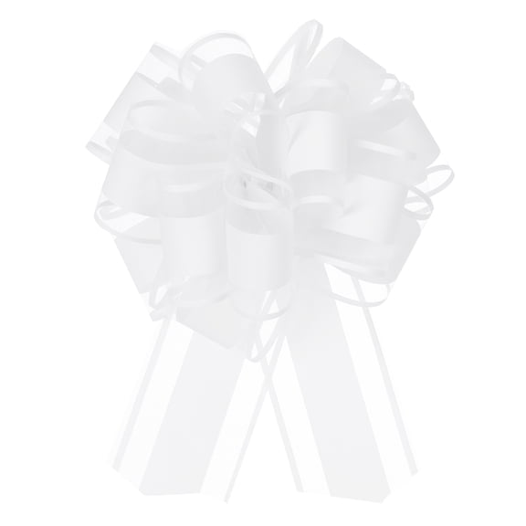 5 Pcs 8 Inch Large Big Pull Bow Organza Gift Wrapping Bows Ribbon for Wedding Car Baskets Presents Christmas Bow, White