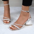 thumbnail image 3 of COM STAR Women’s Rhinestone Strappy Wedge Sandals Open Toe Ankle Strap Dress Heels for Party Evening Wedding Summer Shoes, 3 of 9