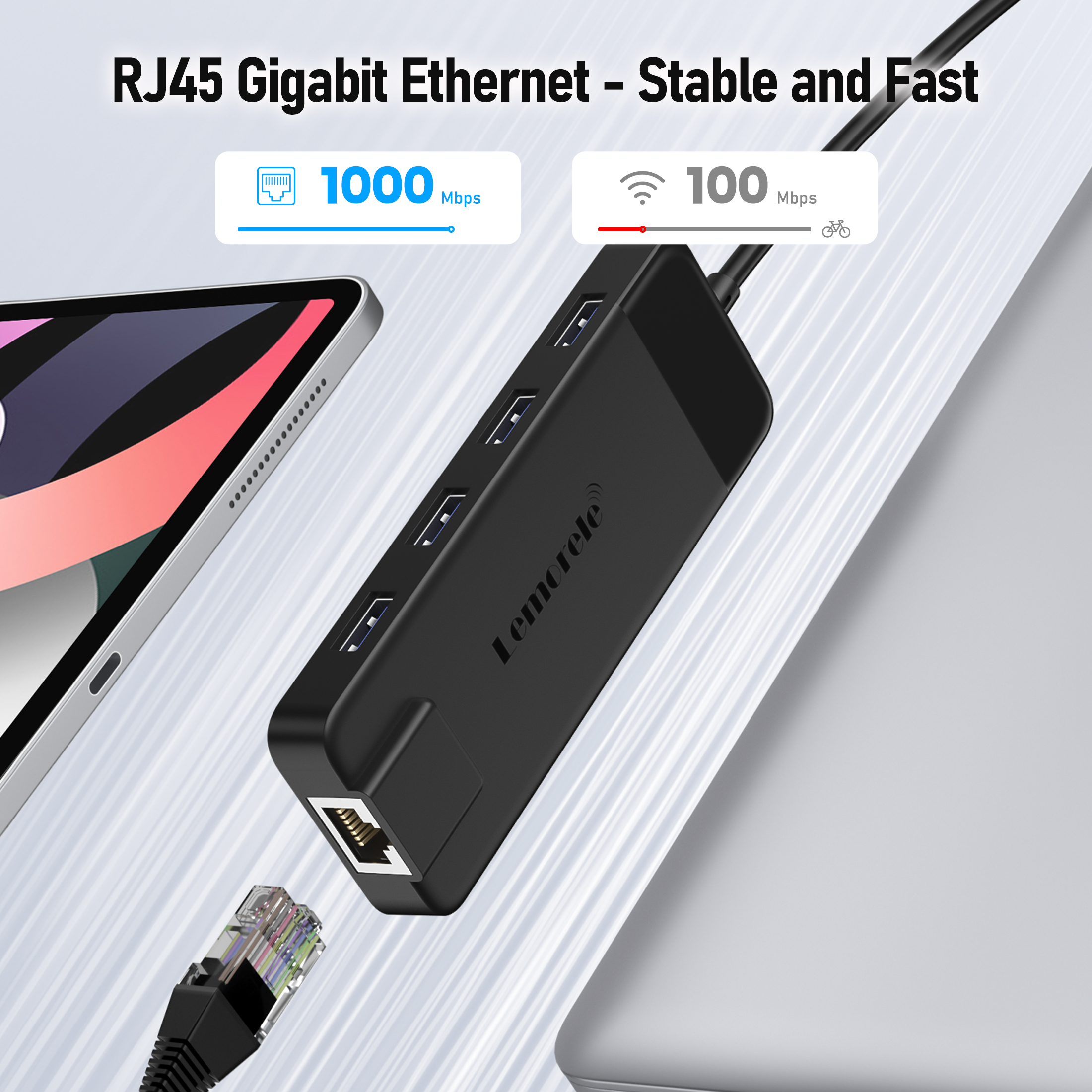 Lemorele 2025 Upgraded 10 in 1 Docking Station with 1000M Ethernet, 4k HDMI, 4 x USB A Data Ports, 100w PD, USB C 3.0, SD/TF Card Reader Multi-Port USB C Adapterfor Mac/Windows/Android/Iphone