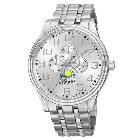 Men's Quartz Multi-function Alloy Silver-Tone Bracelet Watch