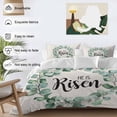 thumbnail image 5 of Vintage Wreath Queen Size Comforter Set, Green Eucalyptus Leaves Linen Texture Bedding for All Seasons, 4 Pcs Bed Set, 1Quiltcover (90"x92") ,1Sheet(94"x116"), 2Pillowcases (30"x20"), 5 of 9