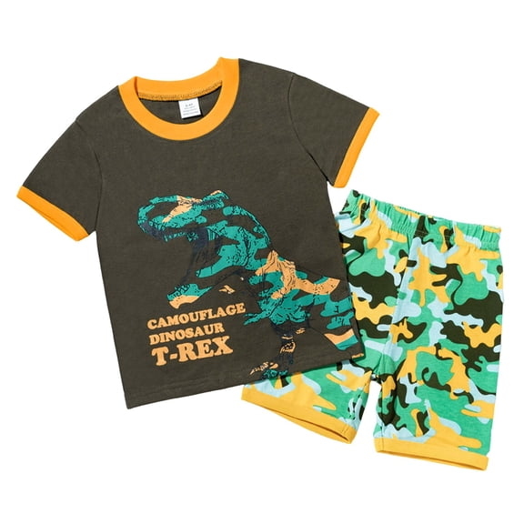 Boys Pajamas Toddler Boys Summer Pajamas Dinosaur 2 Piece Short Sleeves Boy Pjs Kids Sleepwear Size 3-8 Years