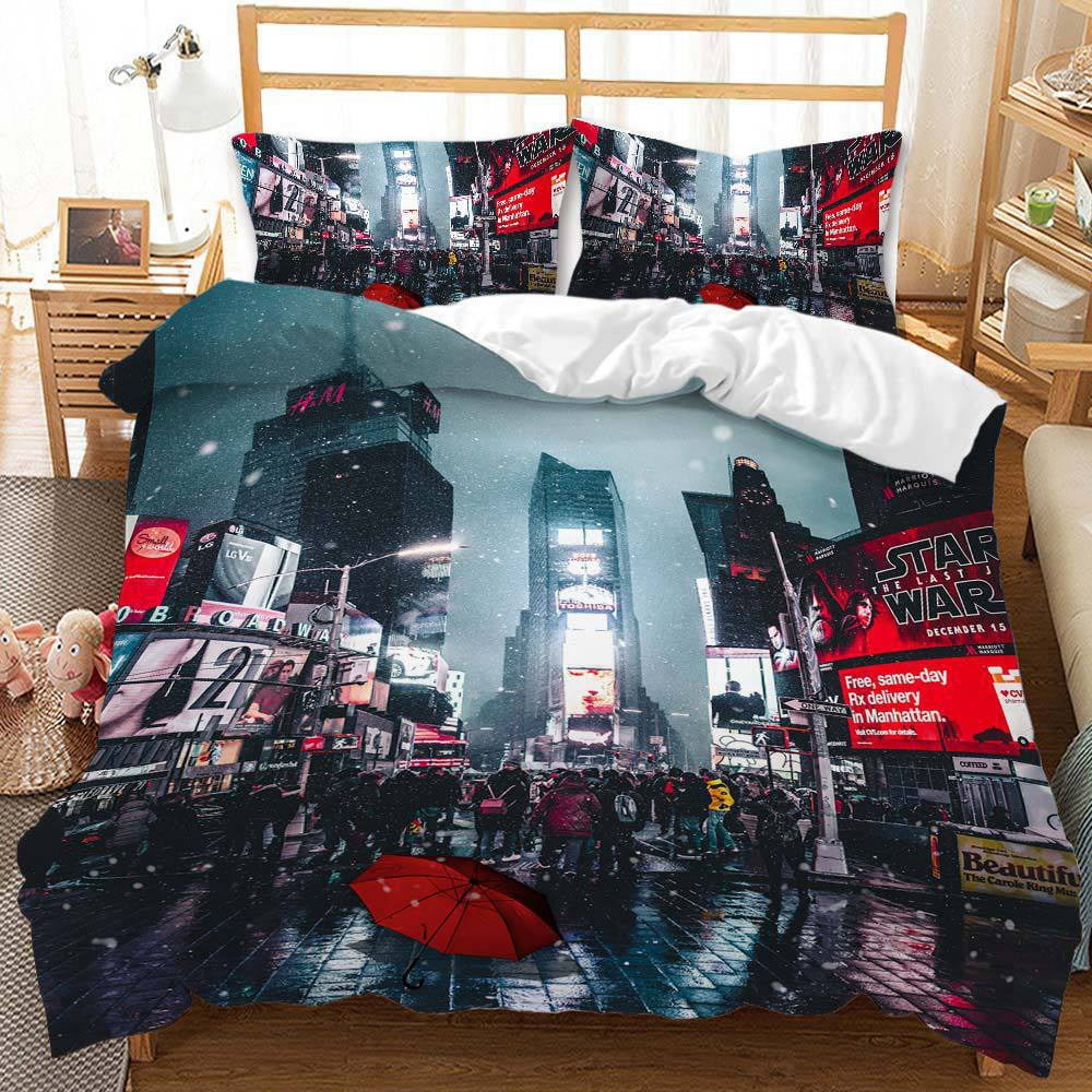 New York Duvet Cover, NYC Midtown Skyline Skyscrapers Metropolis City States Photo, Decorative