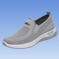 thumbnail image 5 of Floleo Women's Slip-On Hollow Knit Mesh Walking Shoes, Round Toe Cushioned Curved Midsole Footwear, Six Solid Tone Non-Slip Breathable Daily Casual Loafers(Gray,7), 5 of 6