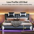 thumbnail image 5 of VanAcc Queen Floating Bed Frame With LED Lights, Modern Faux Leather Upholstered Platform Bed, Black, 5 of 8