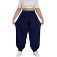thumbnail image 2 of Womens Pants Plus Size Daily Elastic Waist Pockets Sport Casual Solid Loose Long Sweat Trousers Travel pants, 2 of 6