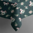 thumbnail image 5 of Green Cartoon Unicorn Flower Pattern Square Tablecloth,Waterproof Square Table Cover,Wipeable Spillproof Washable Table Cover for Home Kitchen Party Decor 60"x60"(152x152cm), 5 of 6