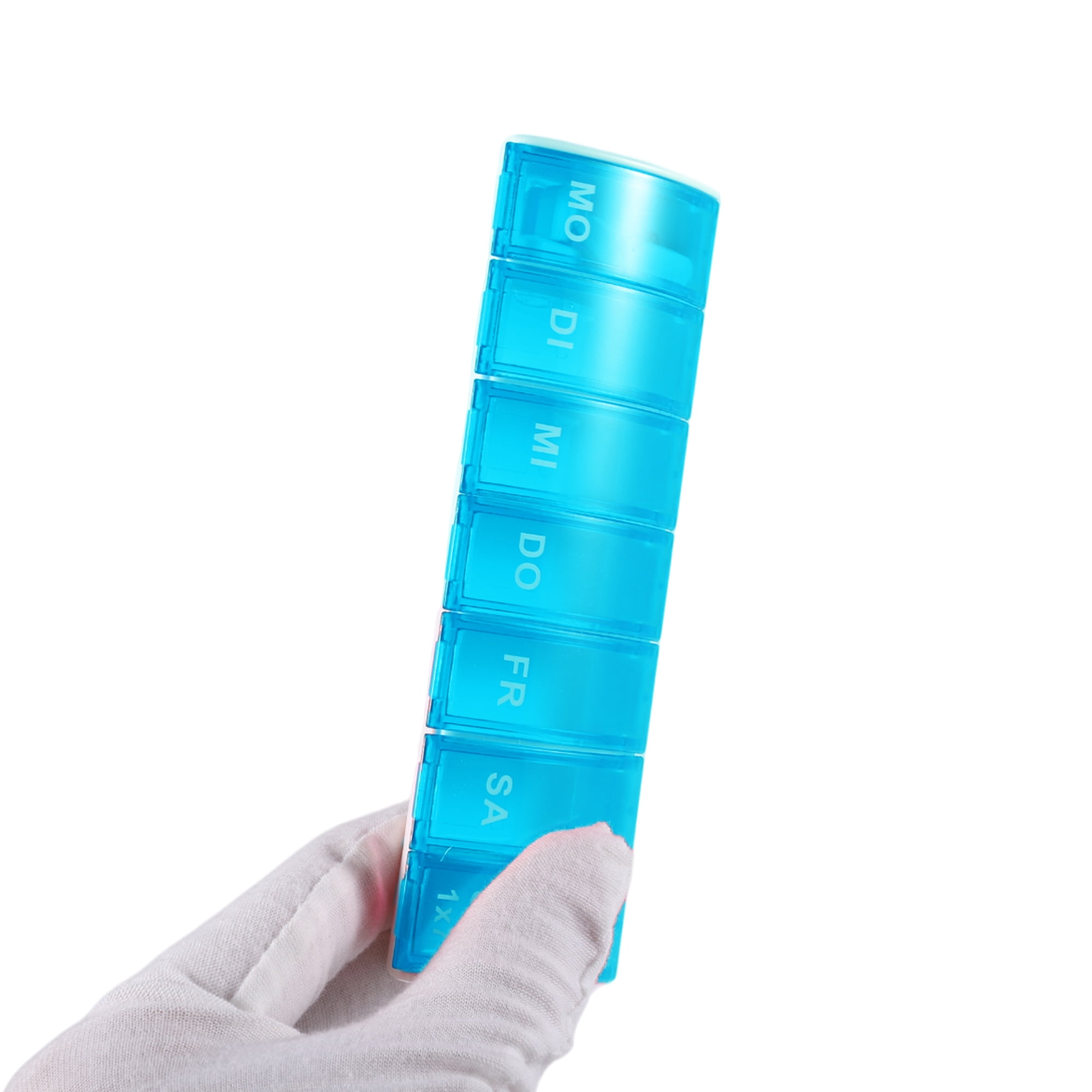 Unique Bargains Lightweight 7 Compartment Single Row Pill Case 1Pc Blue
