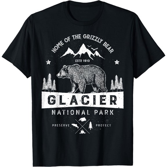 Glacier National Park Vintage Montana Bear Unisex T-Shirt for Men Women Kids Toddler