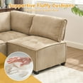 thumbnail image 3 of MOONMISS U-Shaped Corduroy Upholstered 6-Seat Convertible Modular Sectional Sofa Fit for Living Room-Khaki, 3 of 5
