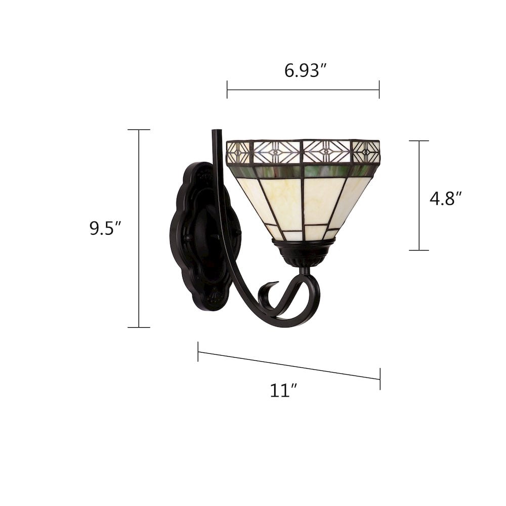 CHLOE Lighting Belle Mission-Style 1- Light Blackish Bronze Finish Wall Sconce 7" Shade