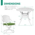 thumbnail image 6 of VIVIJASON 3-Piece Patio Bistro Set, Outdoor All-Weather Cast Aluminum Furniture Dining Set, Include 2 Swivel Rocker Chairs and 35.4" Round Table w/Umbrella Hole for Balcony, Lawn, Garden, White, 6 of 7