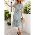 thumbnail image 5 of Women's Floral Print Midi Dress with Tie Front Ruched Bodice 100% Cotton Breathable Everyday Comfort for Warm Days, 5 of 6