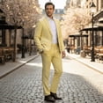 thumbnail image 2 of HBDesign Men's 2 Piece Seersucker Suit Set Lightweight Breathable Striped Blazer Pants for Business Casual Wedding Daily Wear Multiple Colors, 2 of 7