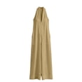 thumbnail image 6 of Ahabrexf Summer Casual Jumpsuits for Women, Shoulder-Baring Deep V Neck Wide Leg, Linen Mixed Sleeveless Casual Jumpsuit with Pockets for Vacation, 6 of 9