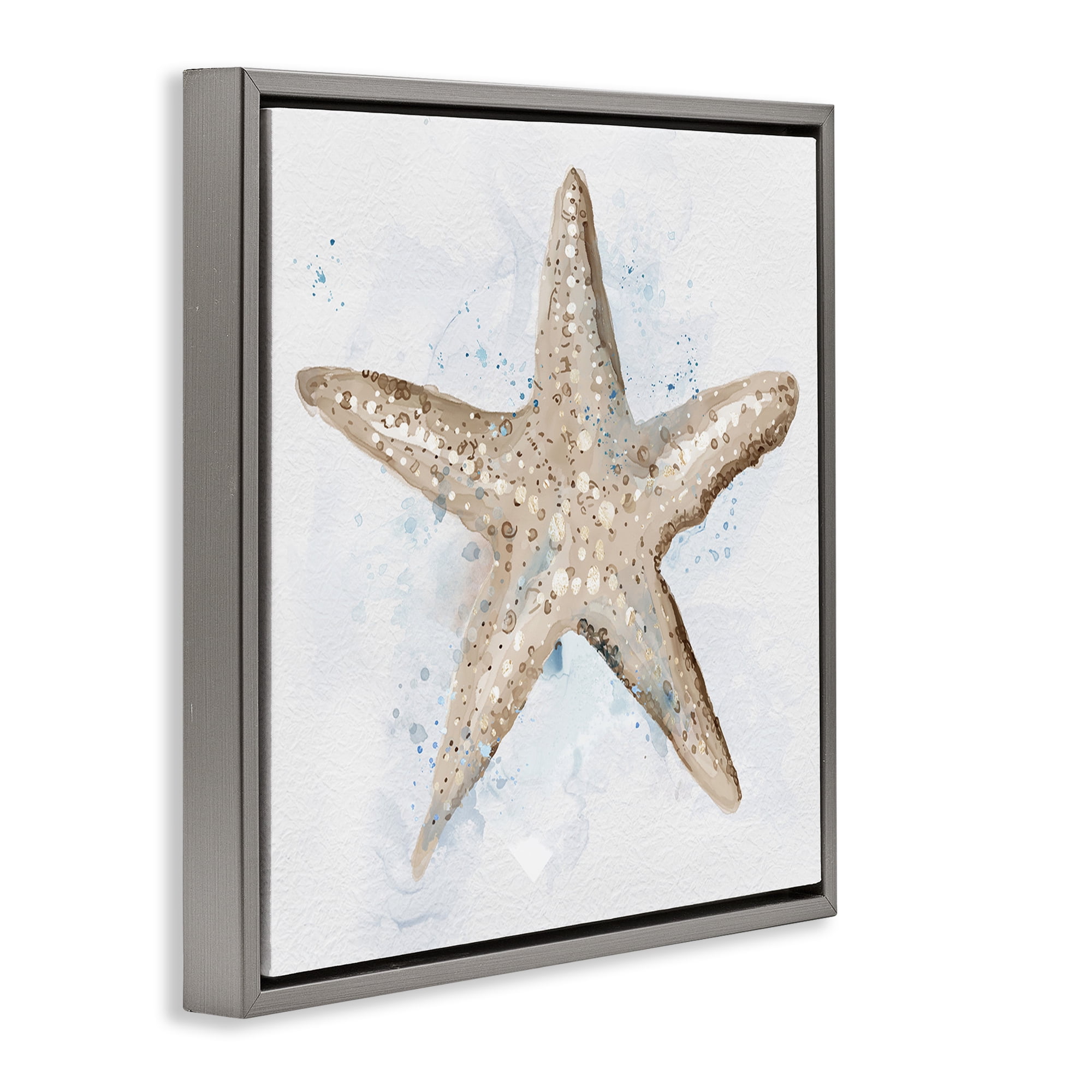 Stupell Industries Bubbly Beige Starfish Animals & Insects Painting Gray Floater Framed Canvas Art Print Wall Art, 25 x 25